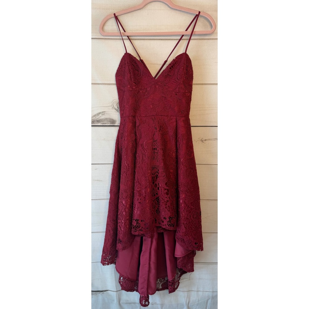 Two Sisters The Label Burgundy Lace High-Low Cocktail Dress Size 4 USA 8 AUS
